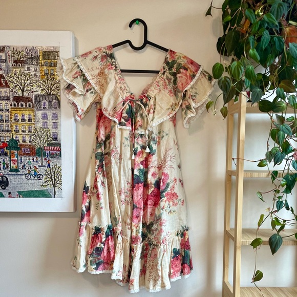 Zimmermann Laelia Frill Tier Short Dress Meadow Floral size 0 - Picture 4 of 14